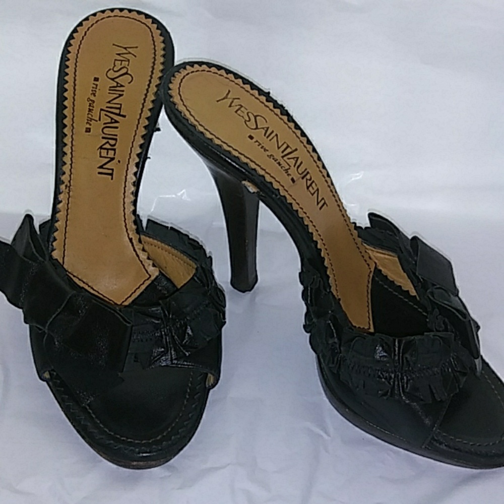 Yves Saint Laurent "Vintage"Black Leather Ribbon